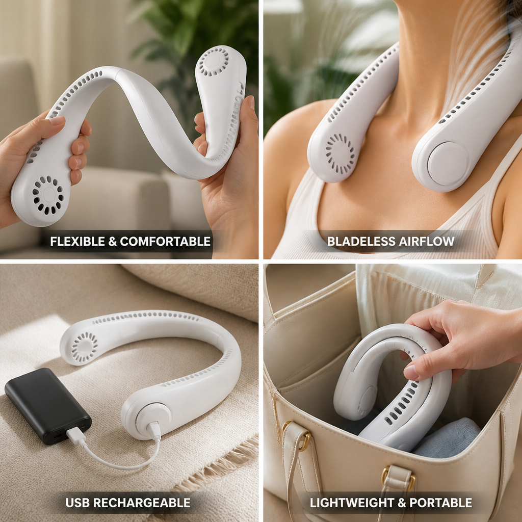 Bladeless 360° Airflow USB-Rechargeable Neck Fan