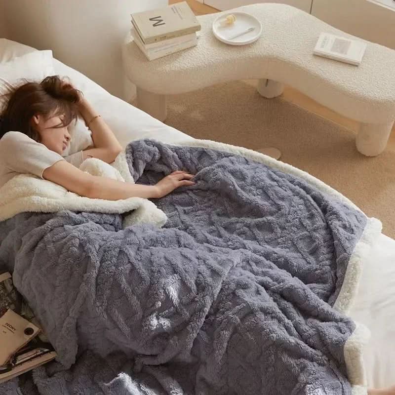 Blanket Lambswool & Microfiber Flannel Double-Sided Machine Washable