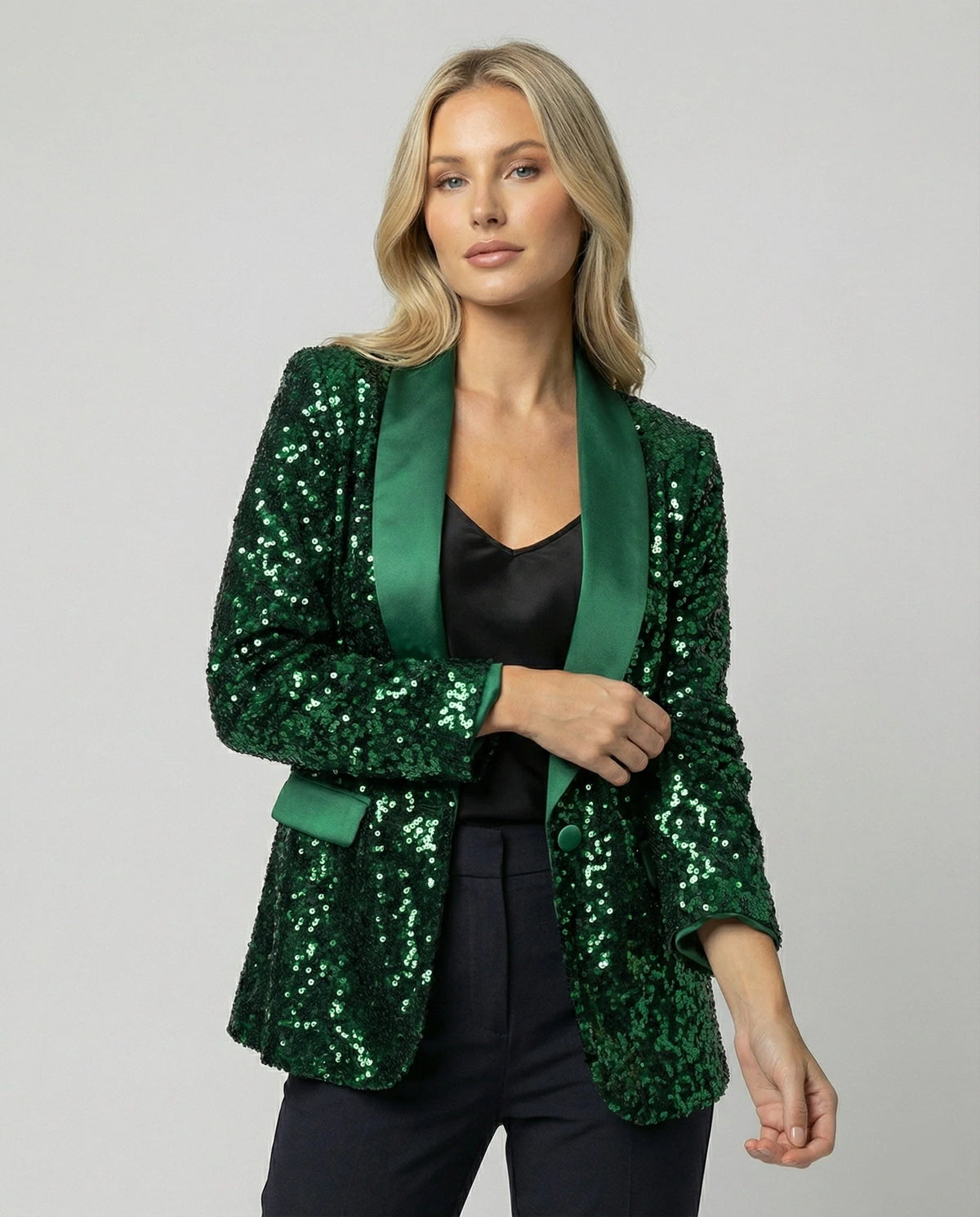 Blazer All-Over Glitter Classic Lapel Collar