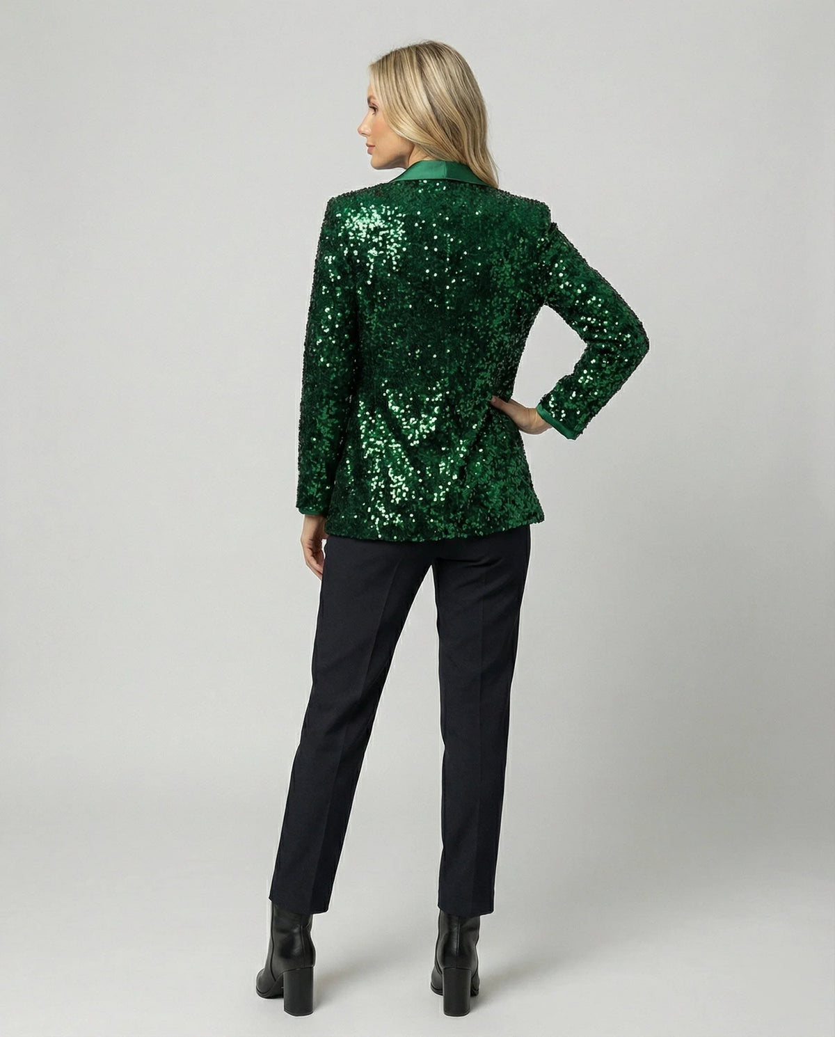 Blazer All-Over Glitter Classic Lapel Collar
