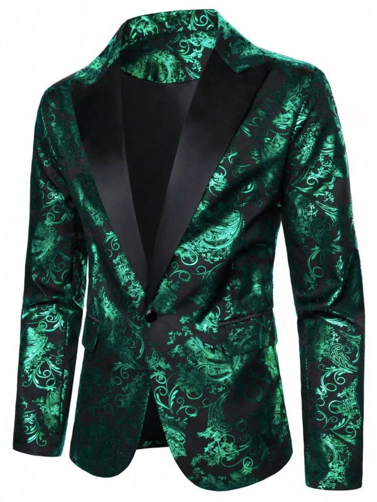 Blazer Jacquard Satin Woven Paisley Relaxed Fit