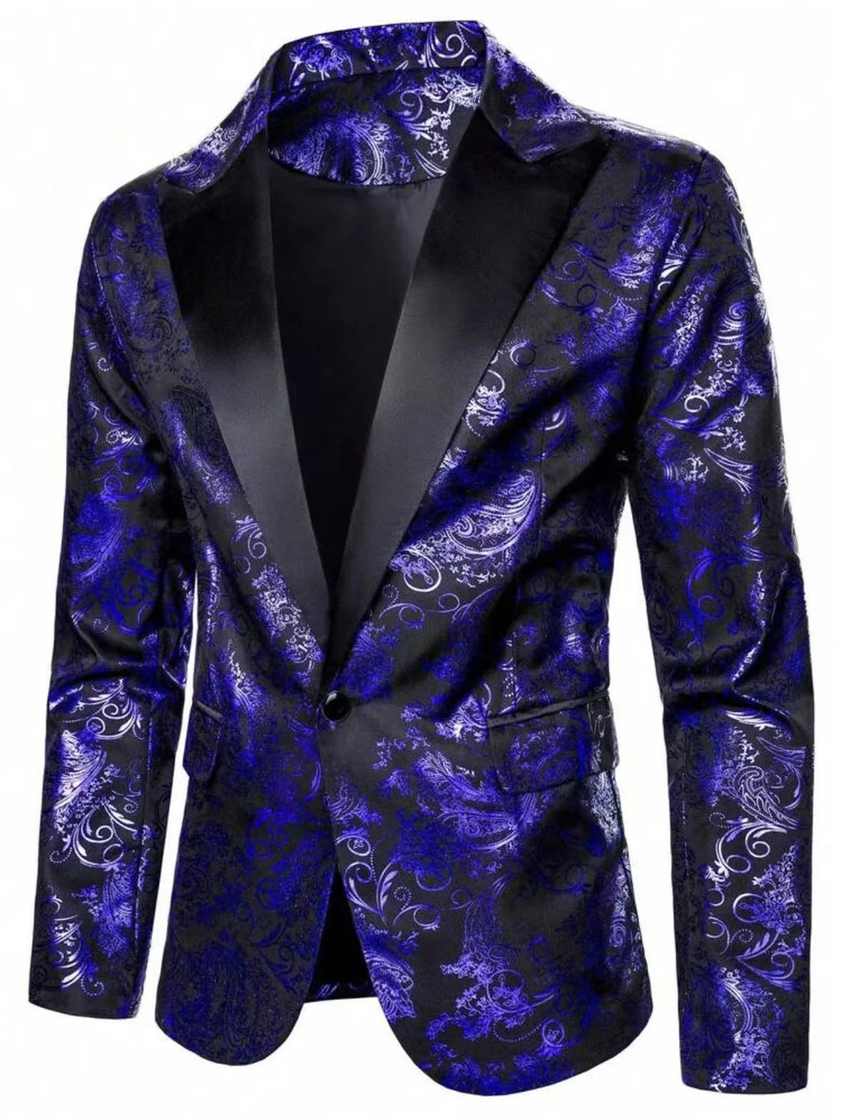 Blazer Jacquard Satin Woven Paisley Relaxed Fit