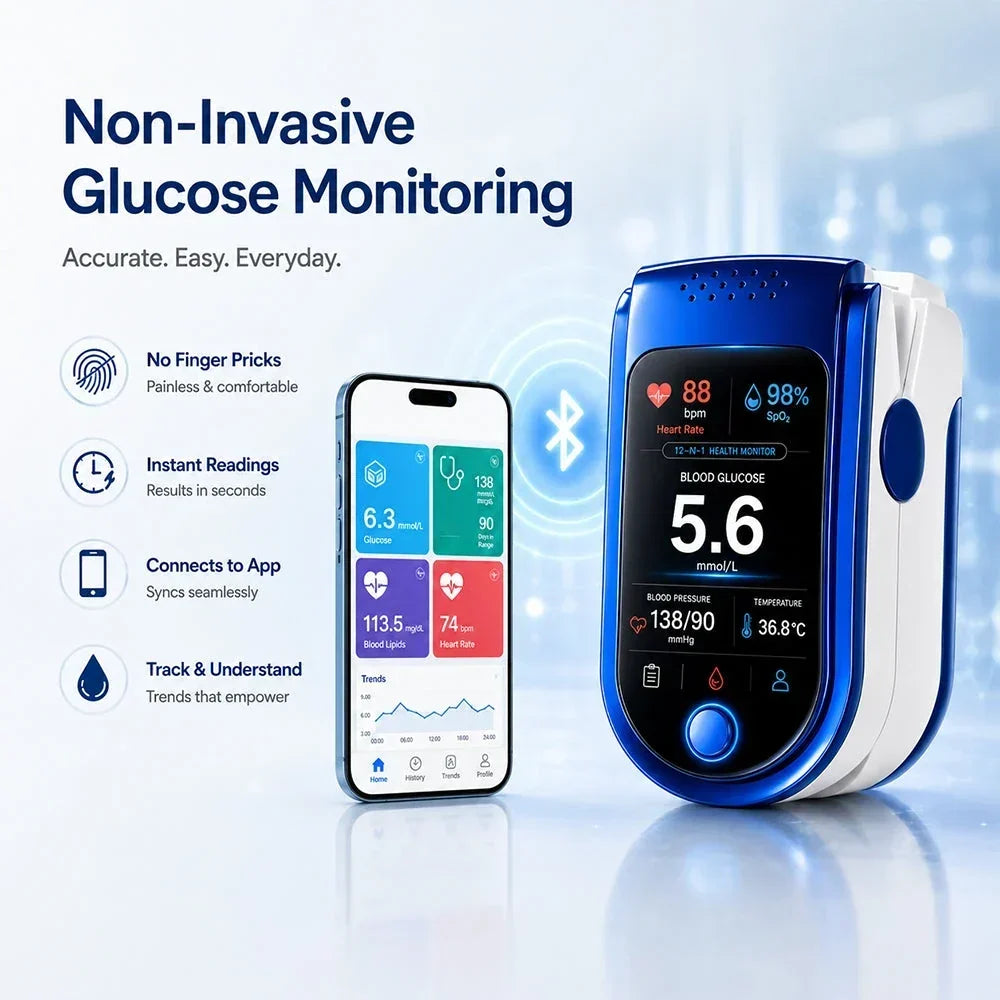 Blood Glucose Monitor Non-Invasive Needle-Free Daily Tracking