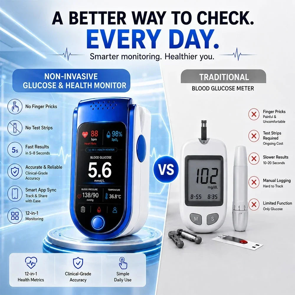 Blood Glucose Monitor Non-Invasive Needle-Free Daily Tracking