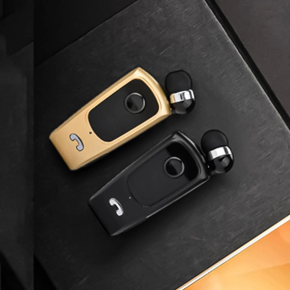 Bluetooth Earpiece Retractable Cord Clip-On Design Noise Reduction