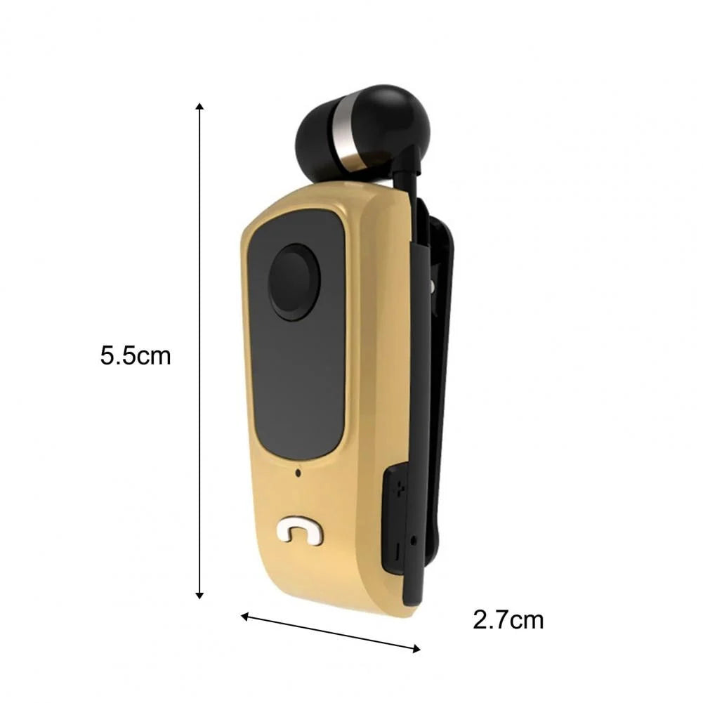 Bluetooth Earpiece Retractable Cord Clip-On Design Noise Reduction