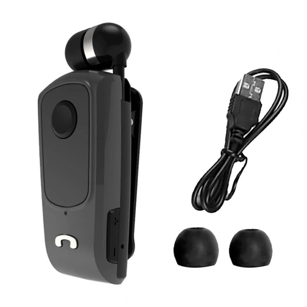 Bluetooth Earpiece Retractable Cord Clip-On Design Noise Reduction