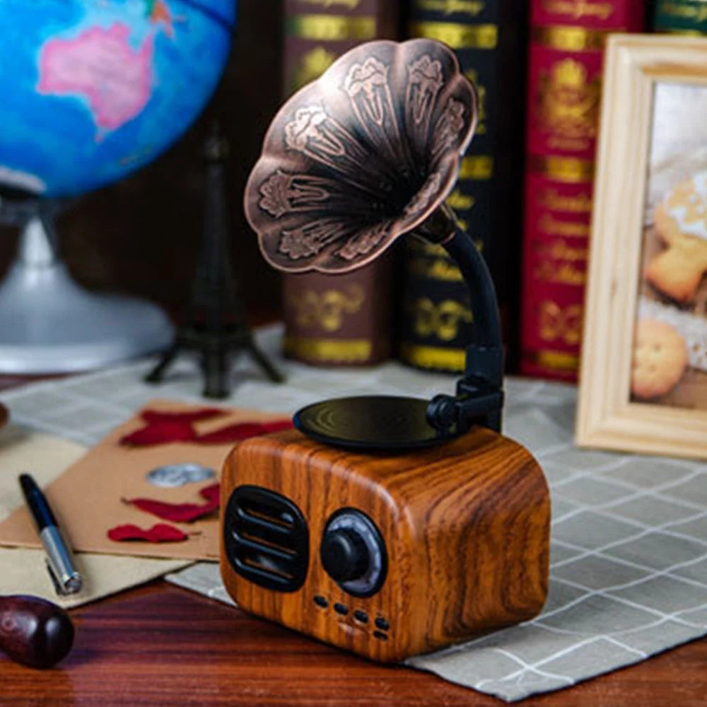 Bluetooth Speaker Retro Phonograph Design TF Card Playback