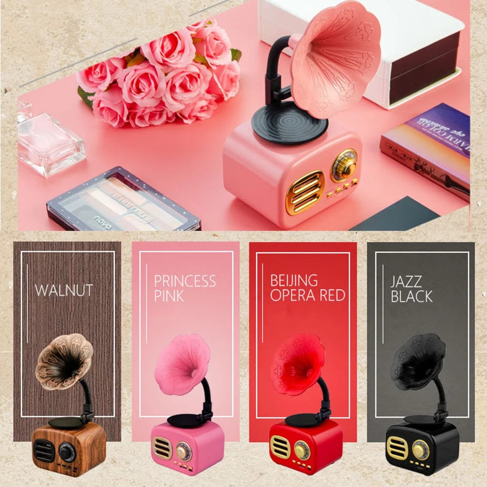 Bluetooth Speaker Retro Phonograph Design TF Card Playback