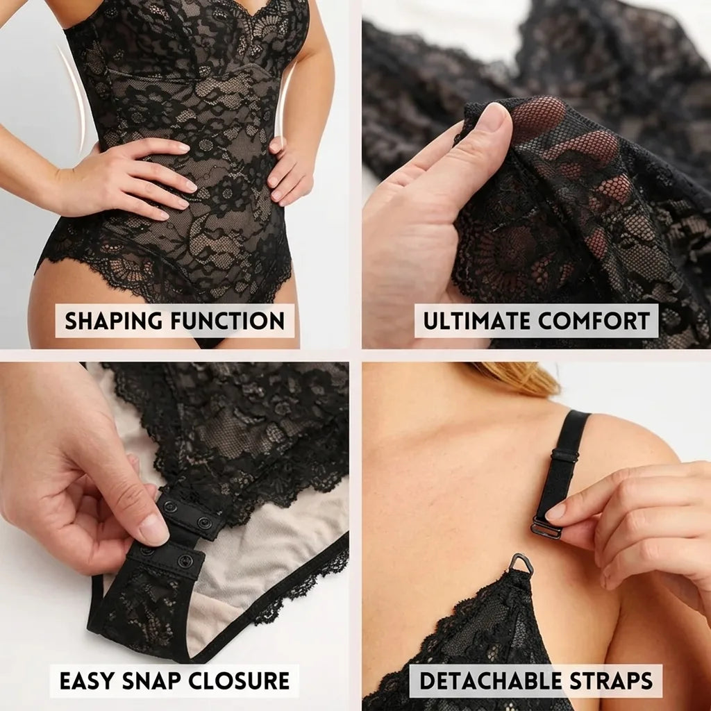 Bodysuit Lace V-Neck Tummy Control