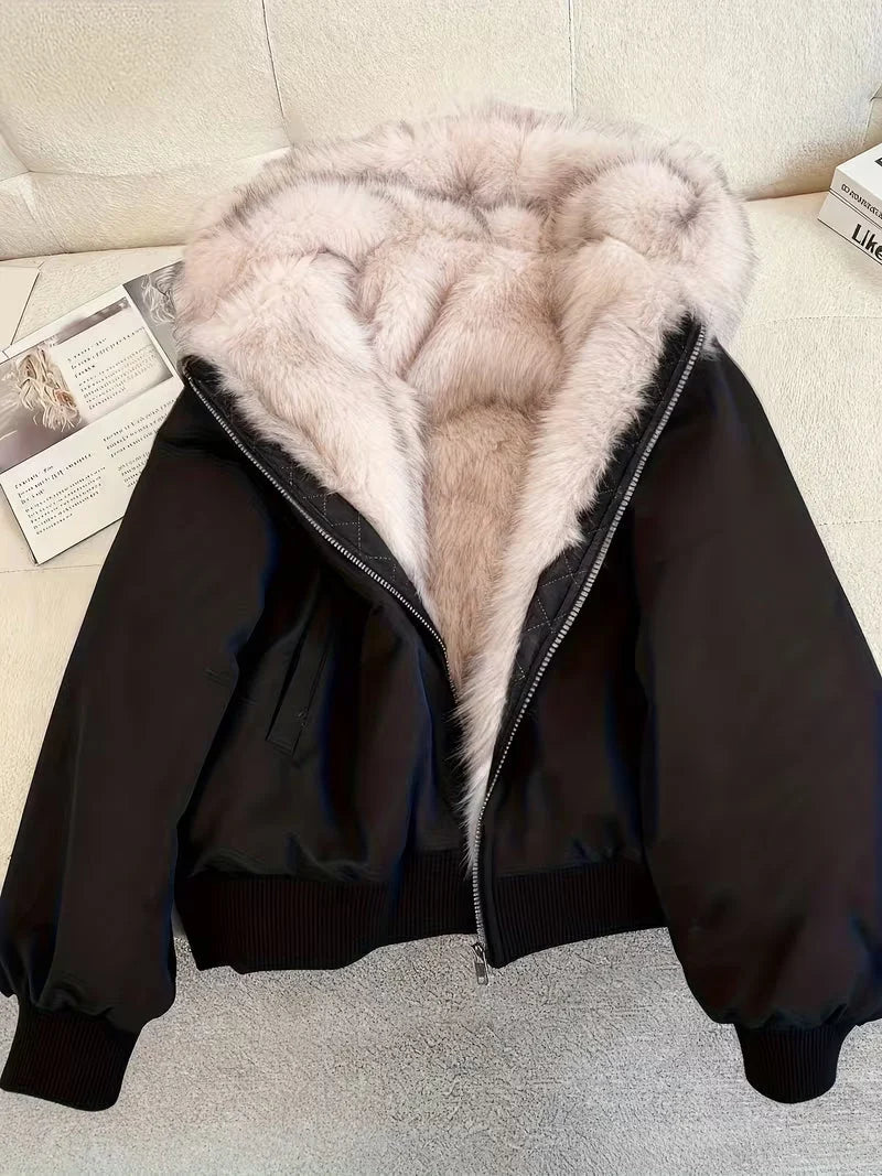 Bomber Jacket Faux Fur Warm Structured Fit