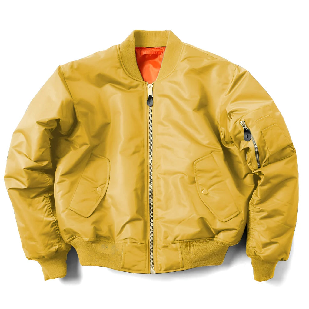 Bomber Jacket Polyester Wind-Resistant Shell Ribbed Trim