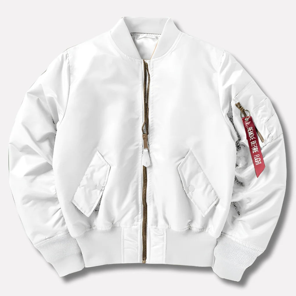 Bomber Jacket Polyester Wind-Resistant Shell Ribbed Trim