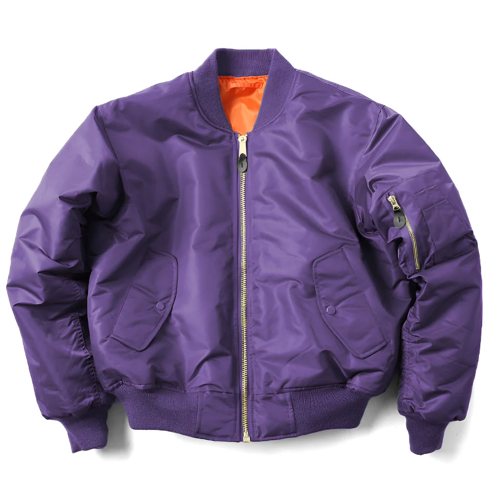Bomber Jacket Polyester Wind-Resistant Shell Ribbed Trim