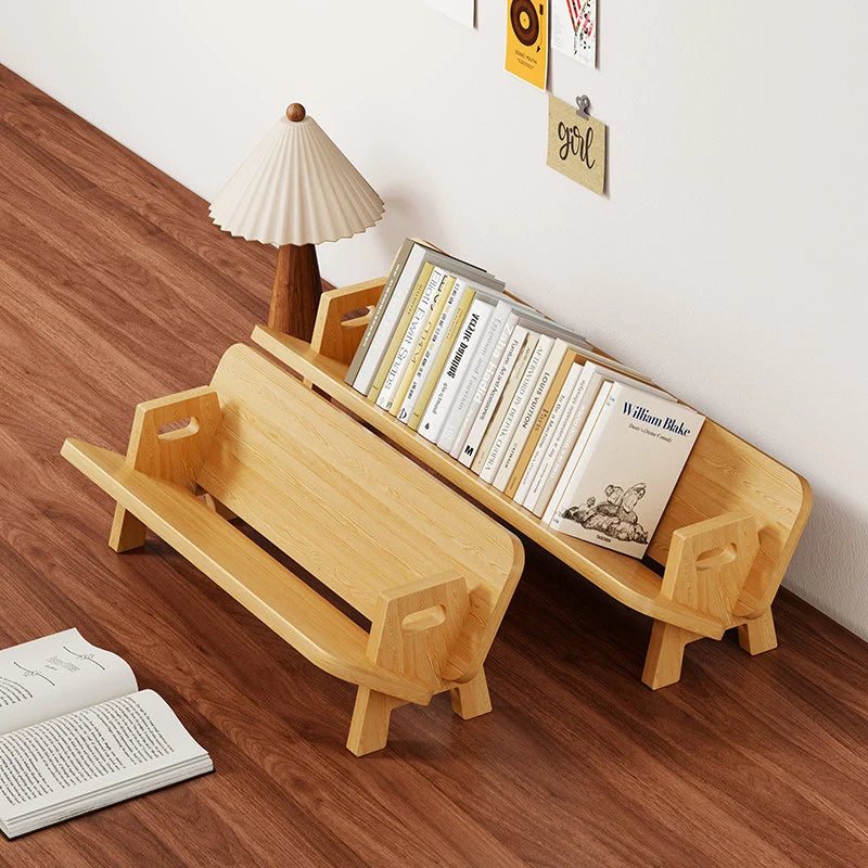 Book And Magazine Stand Bamboo Angled Non-Slip Rails