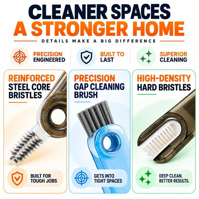 Bottle Cleaning Brush 3-in-1 Stainless Steel Narrow Gap Cleaner