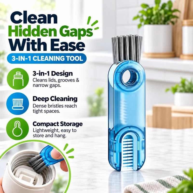 Bottle Cleaning Brush 3-in-1 Stainless Steel Narrow Gap Cleaner
