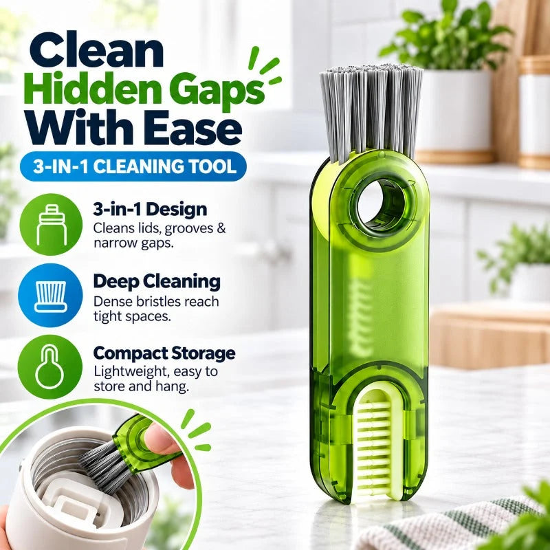 Bottle Cleaning Brush 3-in-1 Stainless Steel Narrow Gap Cleaner