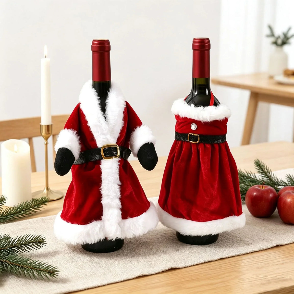 Bottle Cover Santa Claus Design Soft Durable Fabric