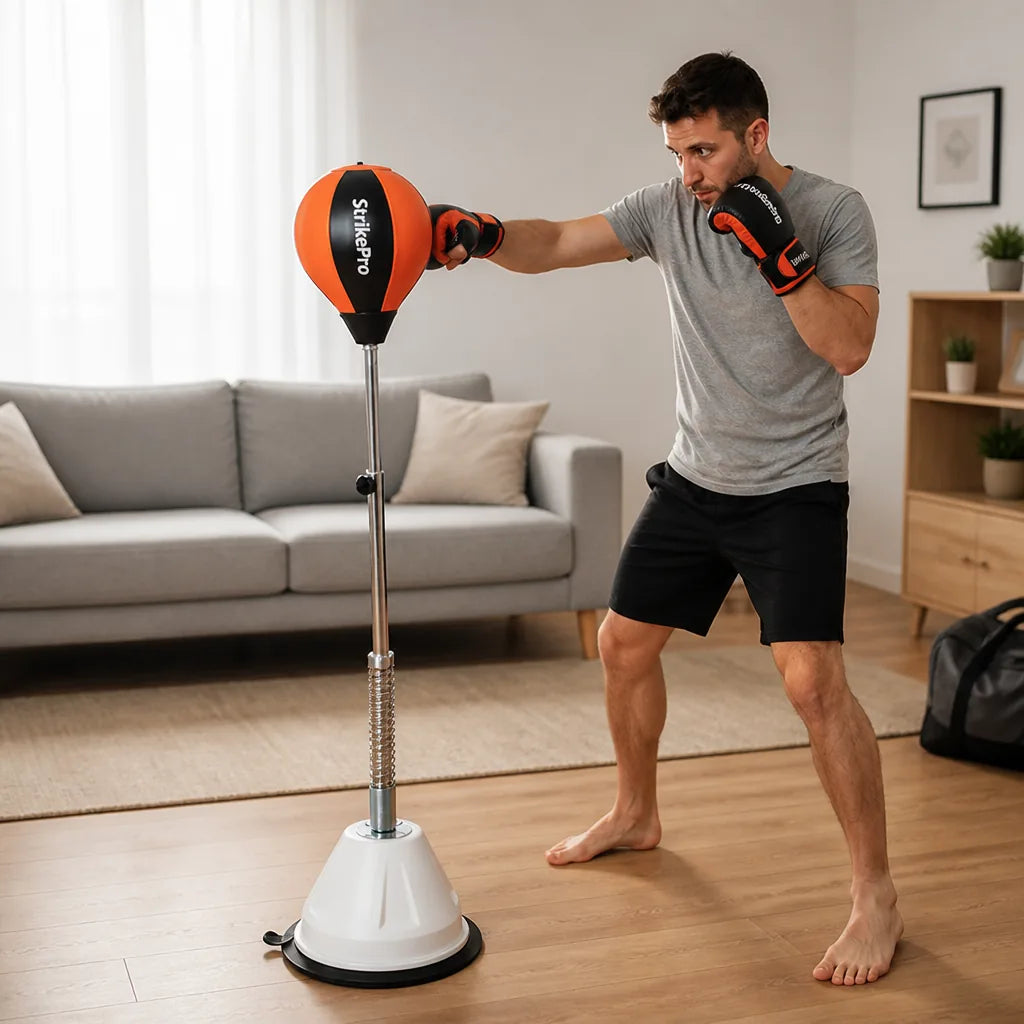 Boxing Reflex Trainer Height-Adjustable Suction Base Includes Gloves