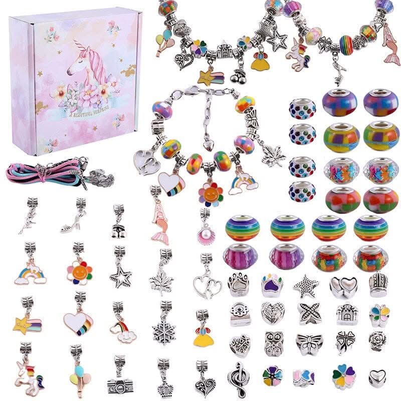 Bracelet Making Kit Sparkling Beads Charms Adjustable Cords
