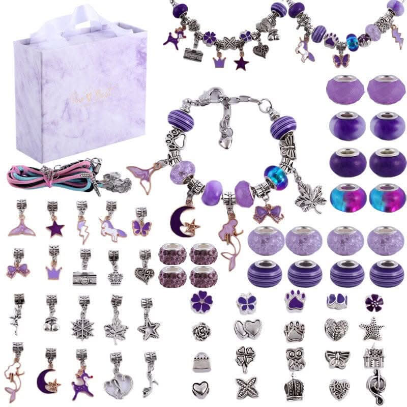 Bracelet Making Kit Sparkling Beads Charms Adjustable Cords