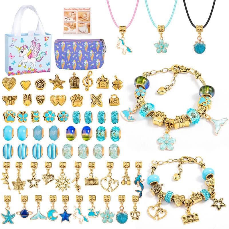 Bracelet Making Kit Sparkling Beads Charms Adjustable Cords