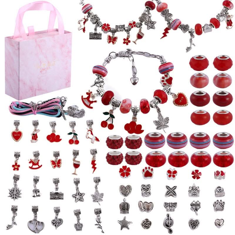 Bracelet Making Kit Sparkling Beads Charms Adjustable Cords