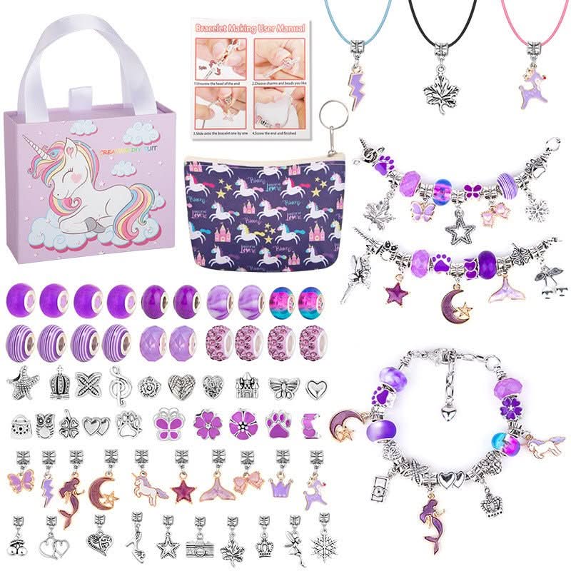 Bracelet Making Kit Sparkling Beads Charms Adjustable Cords