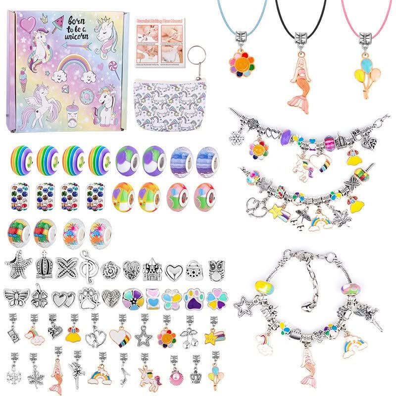Bracelet Making Kit Sparkling Beads Charms Adjustable Cords