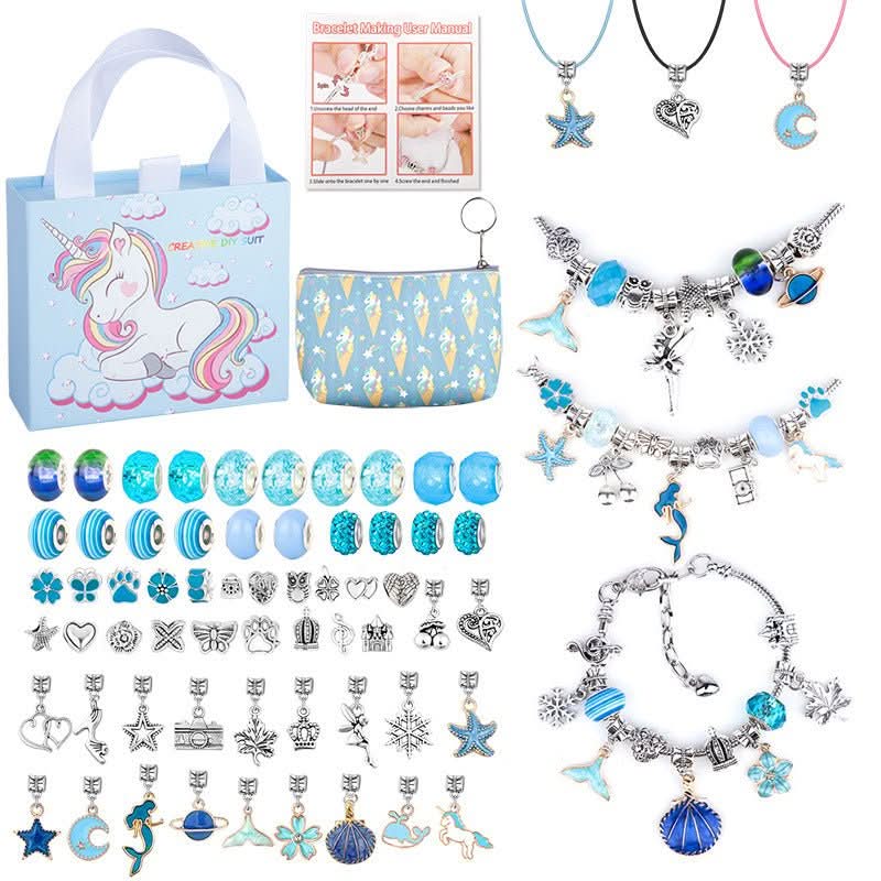Bracelet Making Kit Sparkling Beads Charms Adjustable Cords