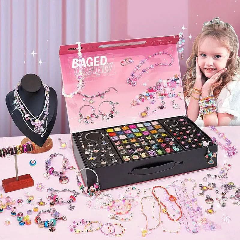 Bracelet Making Kit Sparkling Beads Charms Adjustable Cords