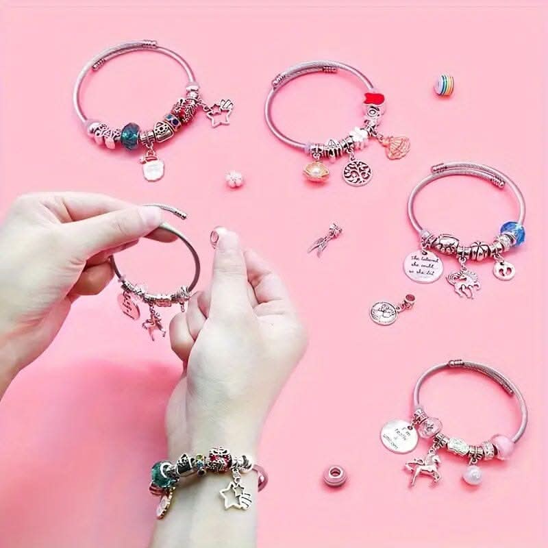 Bracelet Making Kit Sparkling Beads Charms Adjustable Cords