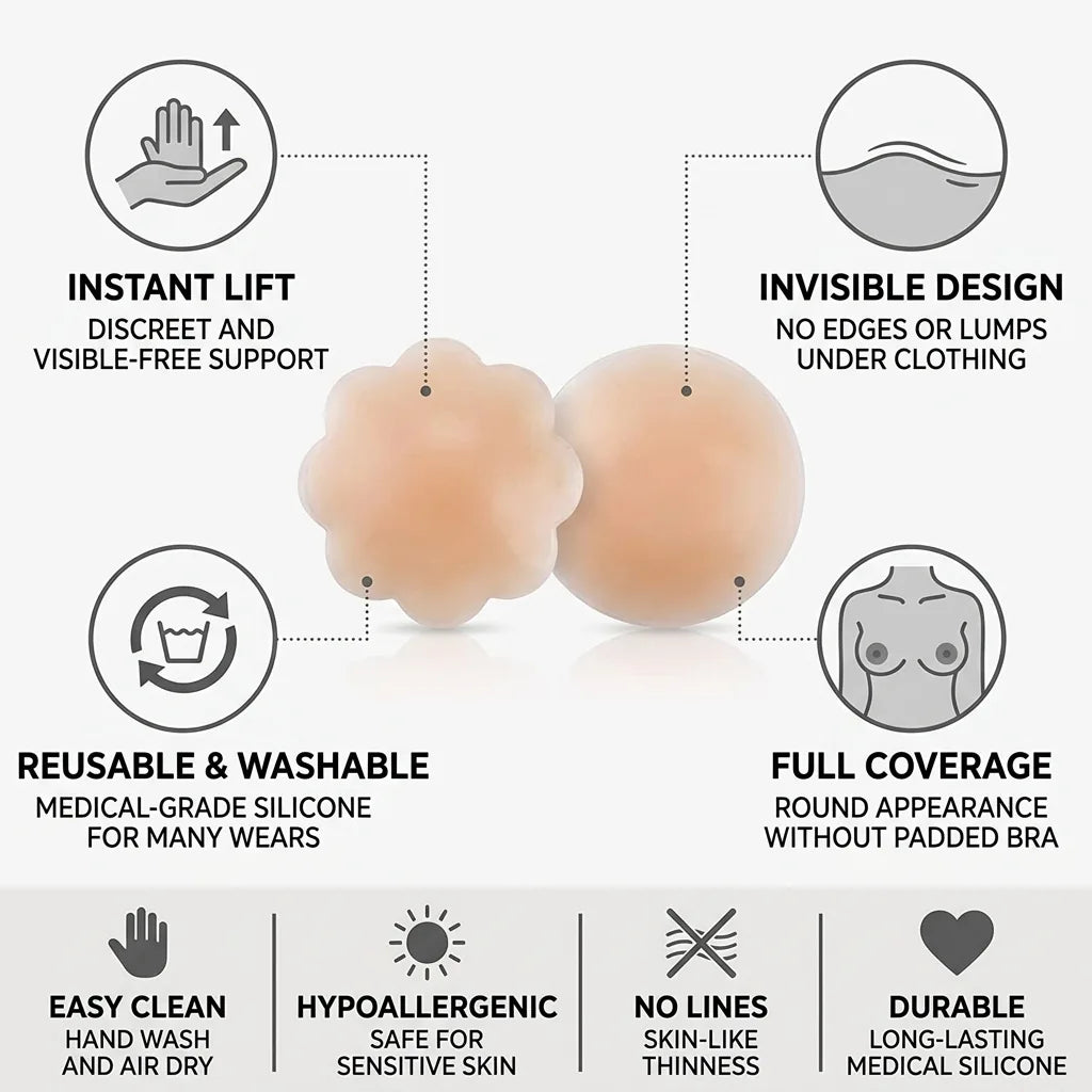 Breast Lift Pads Thin Medical Silicone Reusable & Washable