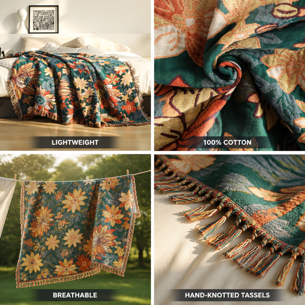 Breathable 100% Cotton Double Gauze Bedspread