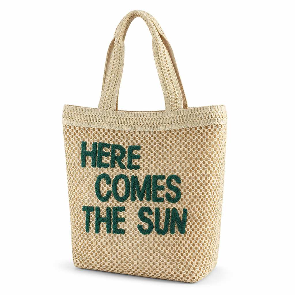 Breathable Lightweight Mesh Tote Bag (Here Comes The Sun Graphic)