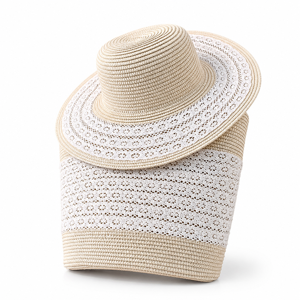 Breathable UV-Protective Crochet Trim Sun Hat