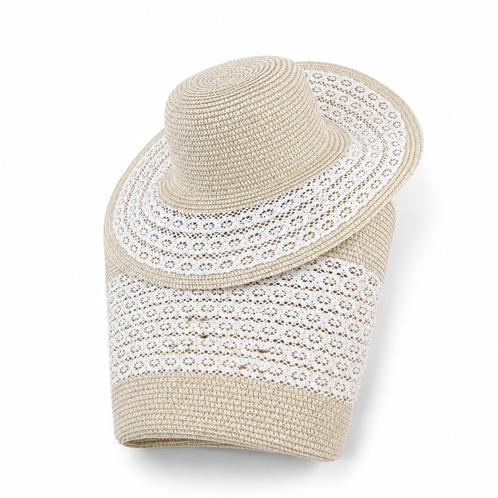 Breathable UV-Protective Crochet Trim Sun Hat