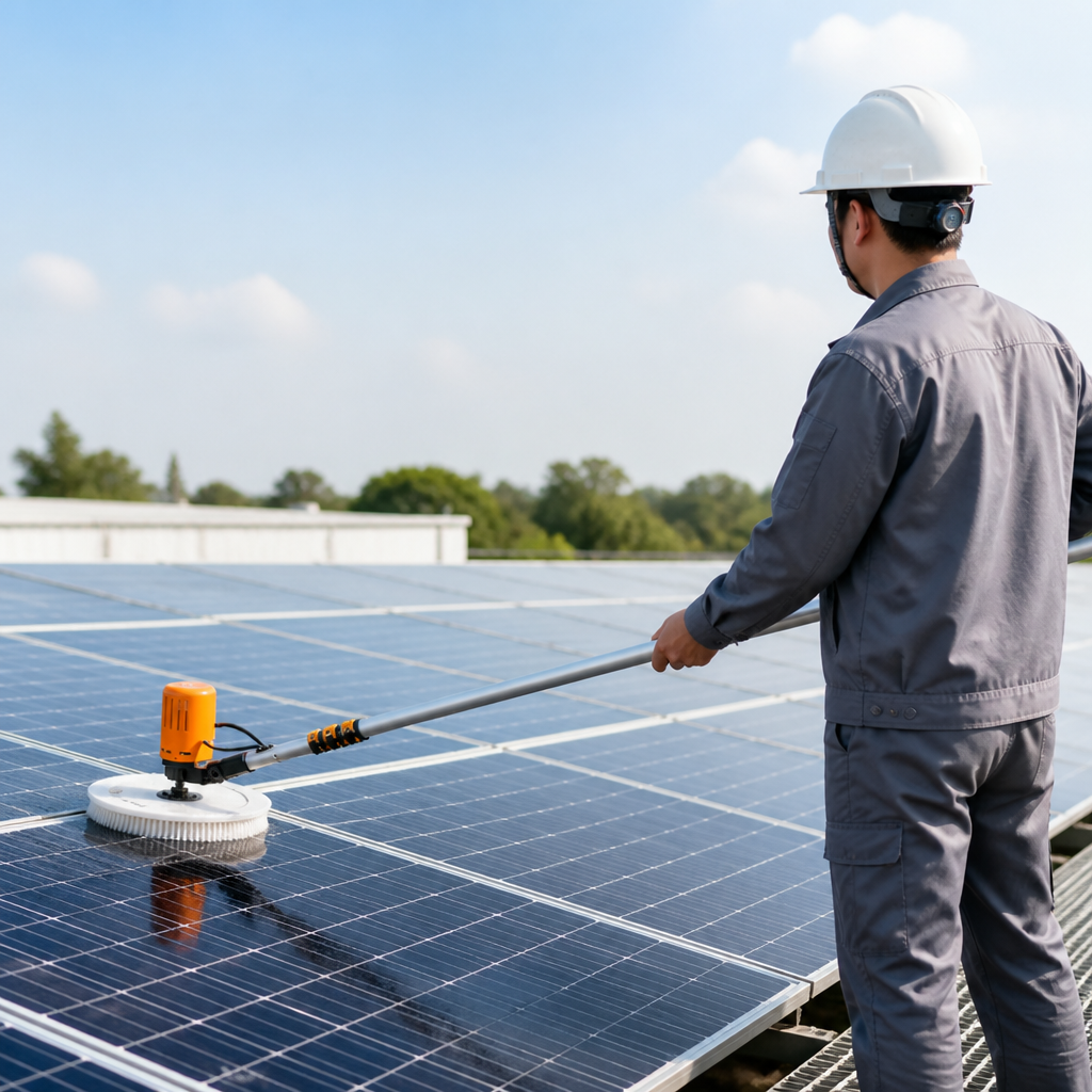 Brushless Motor & Waterproof Telescopic Solar Panel Cleaner