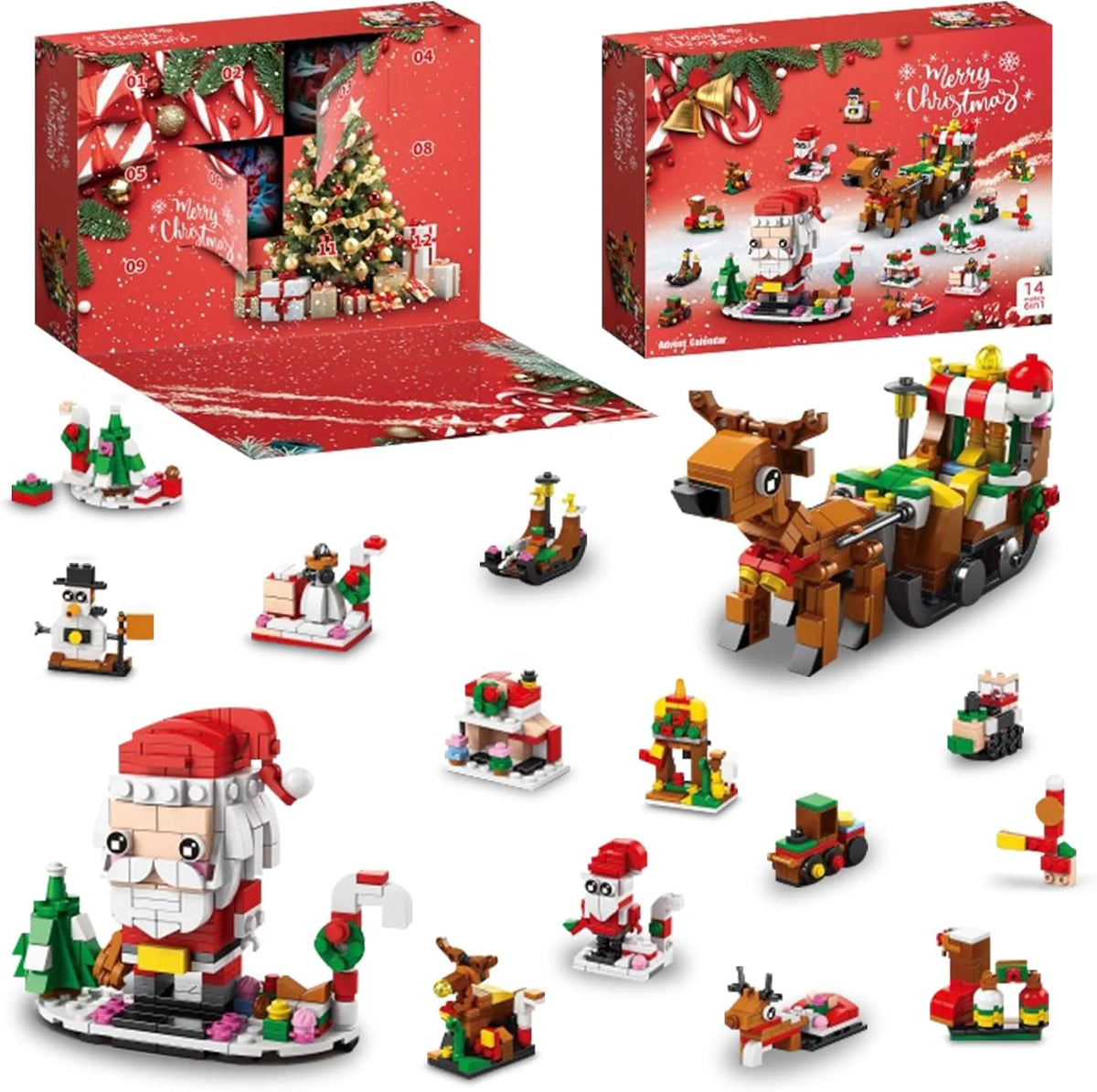 Building Block Advent Calendar 24-Day Winter Village Miniatures