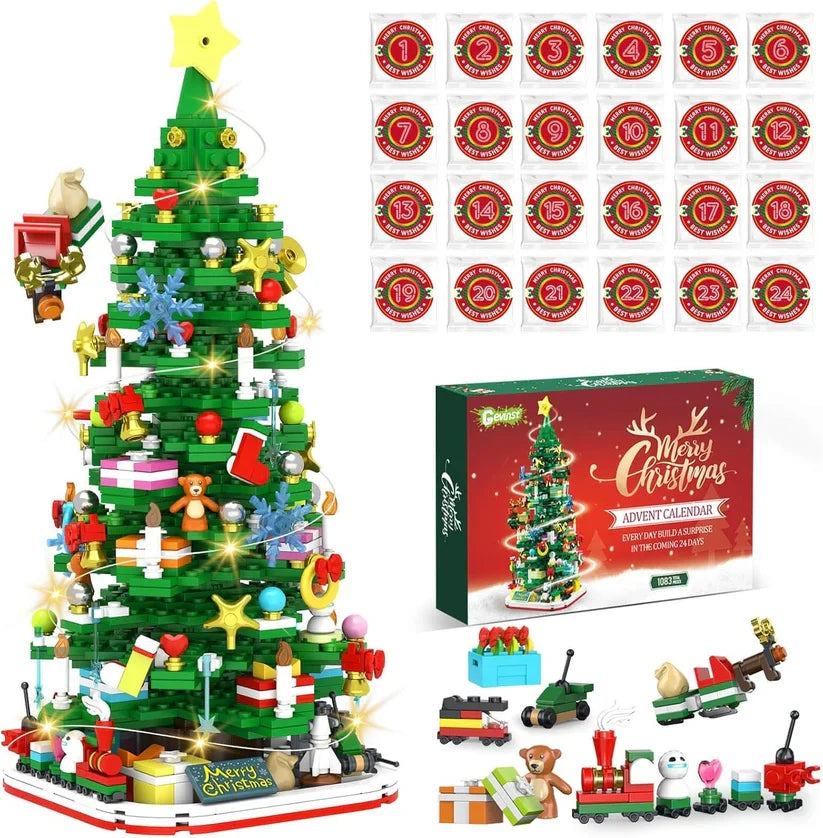 Building Block Advent Calendar 24-Day Winter Village Miniatures