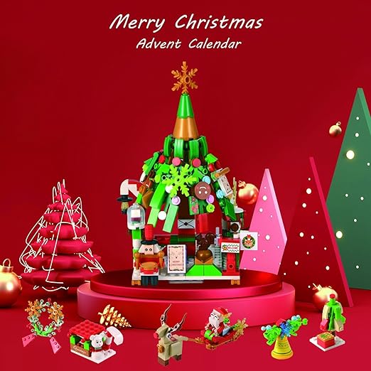 Building Block Advent Calendar 24-Day Winter Village Miniatures