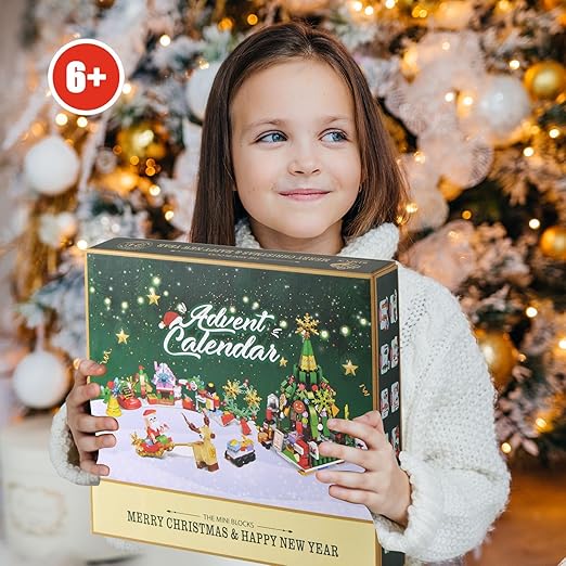 Building Block Advent Calendar 24-Day Winter Village Miniatures