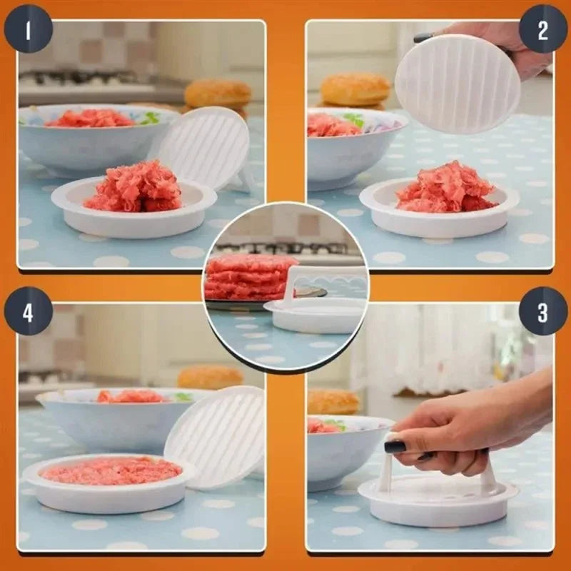 Burger Patty Press Four-Pattie Capacity Dishwasher-Safe Plastic