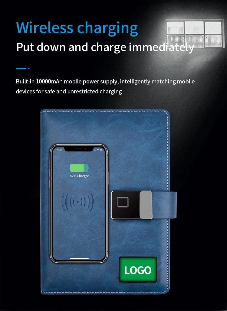 Business Notebook A5 Wireless Charging Fingerprint Lock