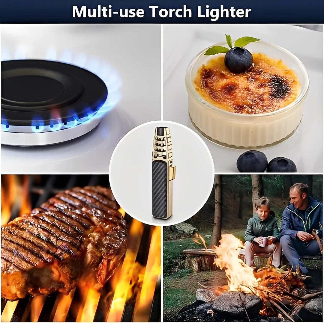 Butane Torch Windproof Refillable Blue Flame