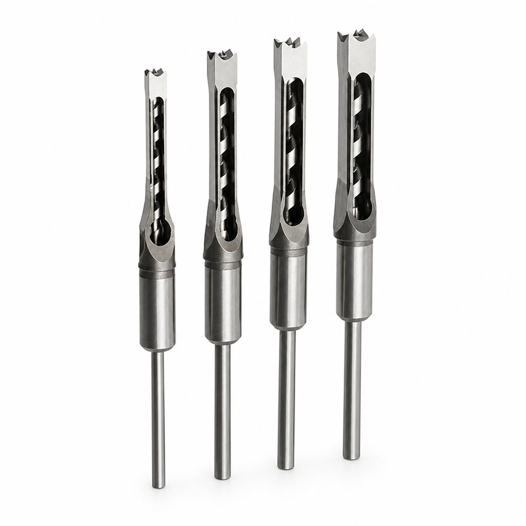 CNC-Milled Carbon Steel Square Tenon Drill Bit Set (Set of 4)