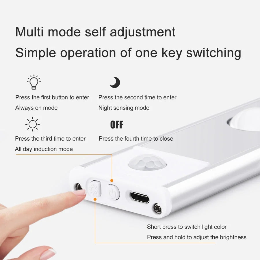 Cabinet Light Motion-Activated USB Rechargeable Aluminum