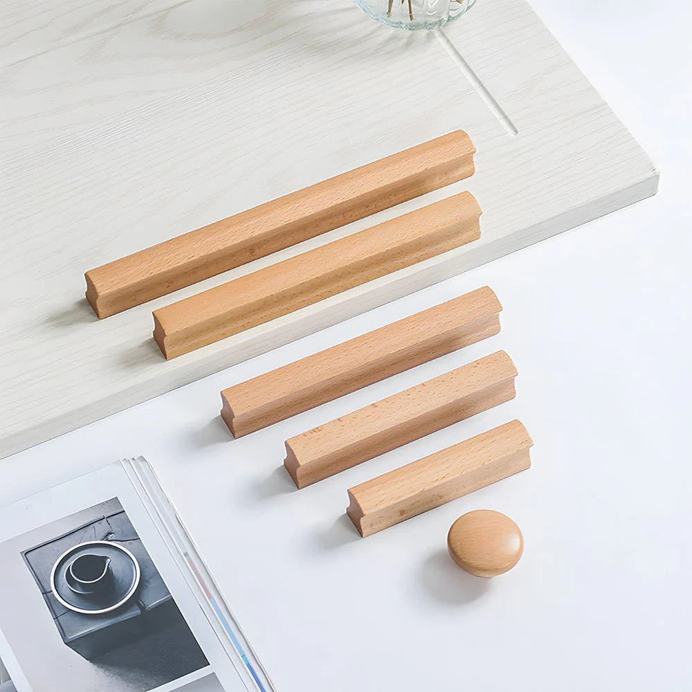 Cabinet Pulls Solid Wood Ergonomic Grip Multiple Sizes