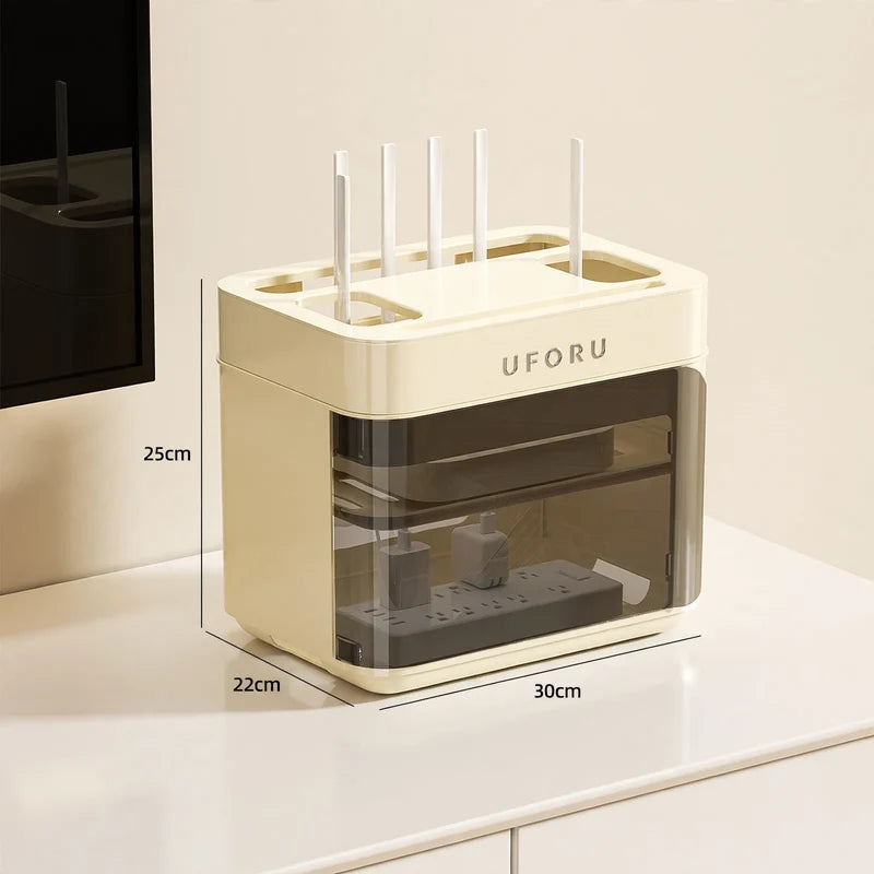 Cable Organizer Box Double-Layer Rolling Wheels